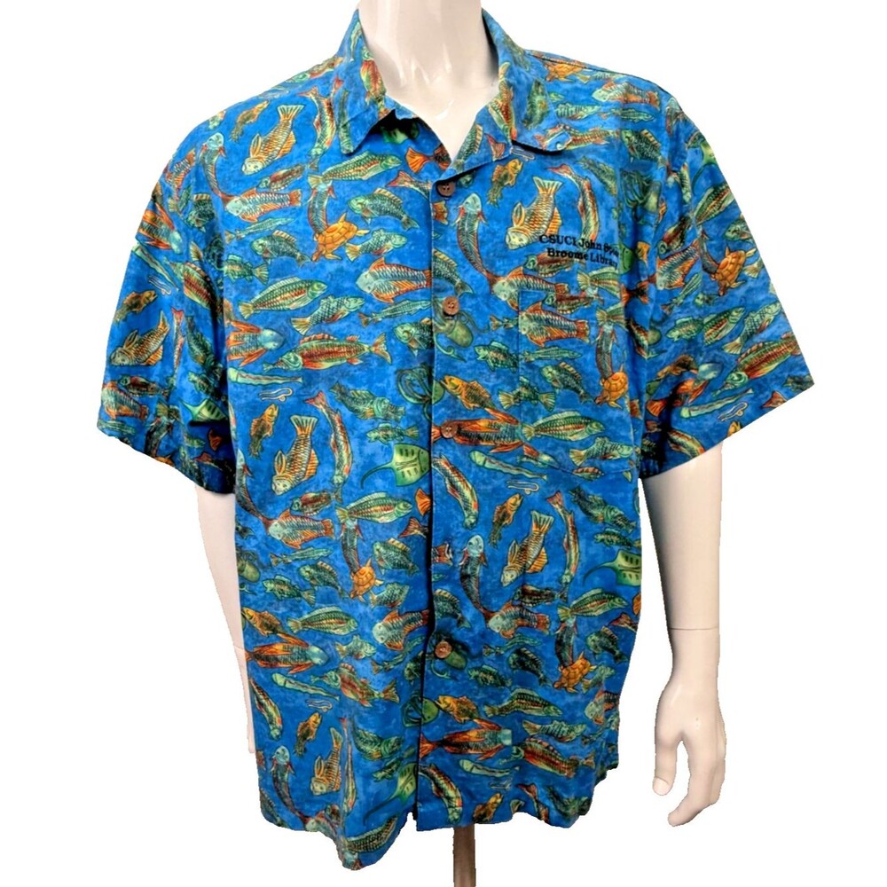 Toucan Dance Fastlane Vintage Hawaiian Shirt XL 90s Single Stitch USA‎ Made Fish